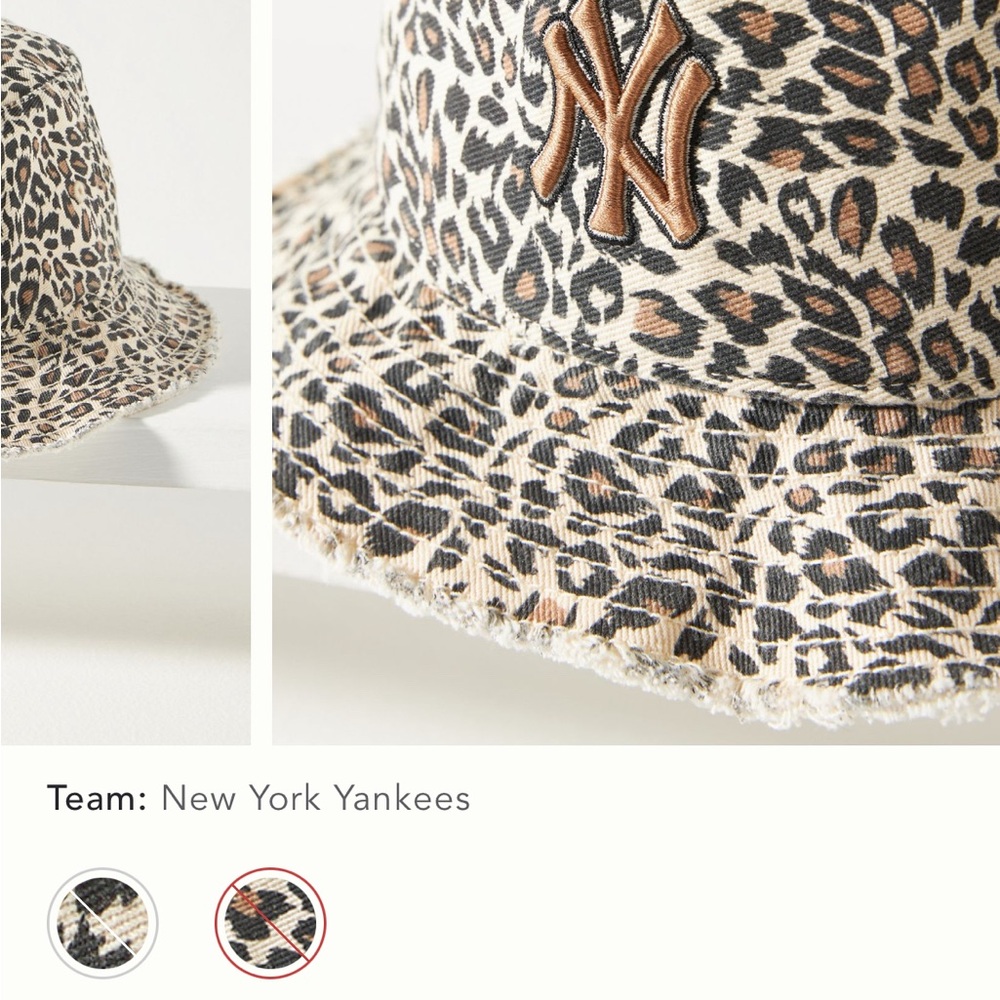 Anthropologie New York Yankees Leopard Print Bucket Hat
